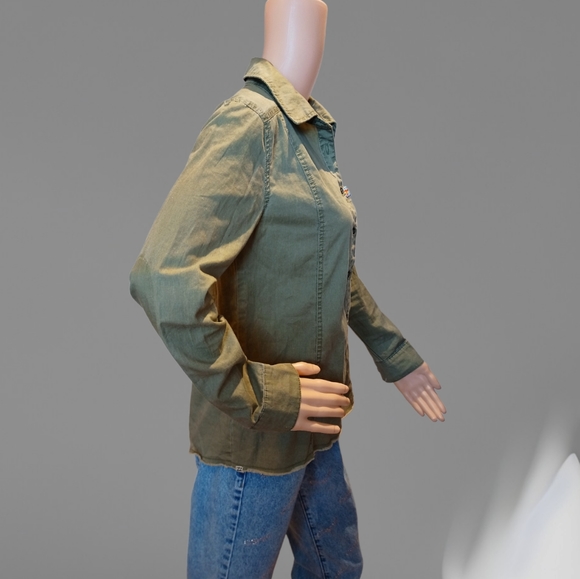 Billabong Women's Light Washed Army Green Jacket/Shirt - Picture 9 of 16